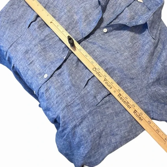 Boden Louise Linen Midi Shirt Dress Belted Blue Button - Picture 5 of 6